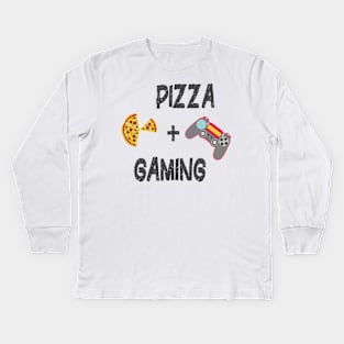 Life is Better with Pizza and Gaming Foodie Gamer Kids Long Sleeve T-Shirt